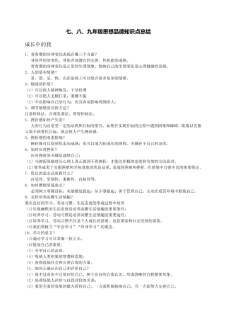 初中思想品德知识点总结