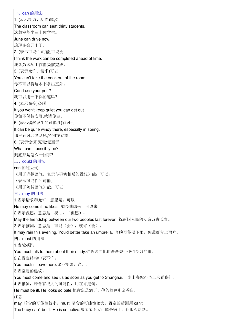 初中情态动词总结_第1页