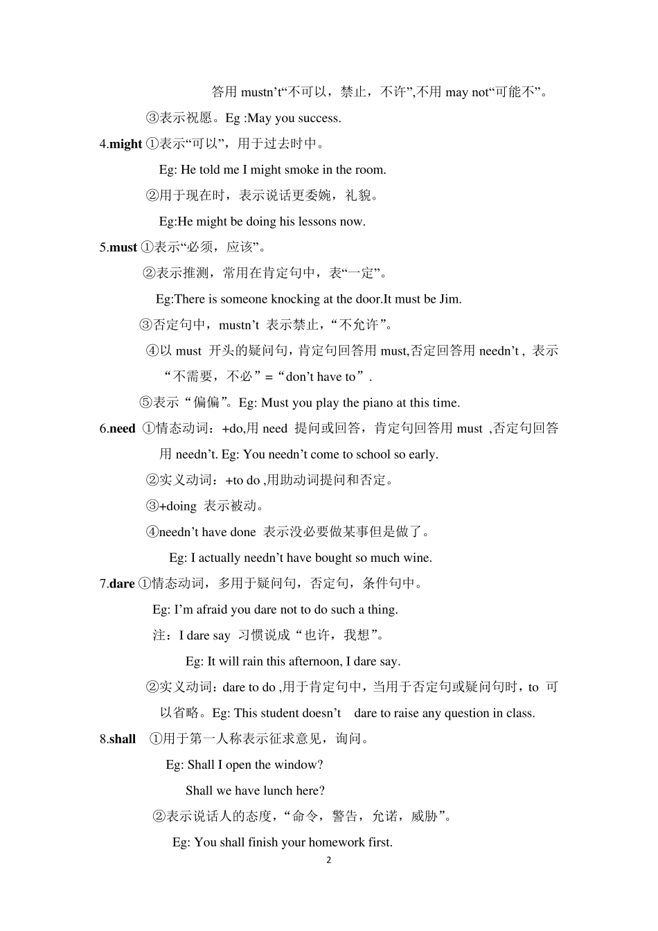 初中情态动词用法总结_第2页
