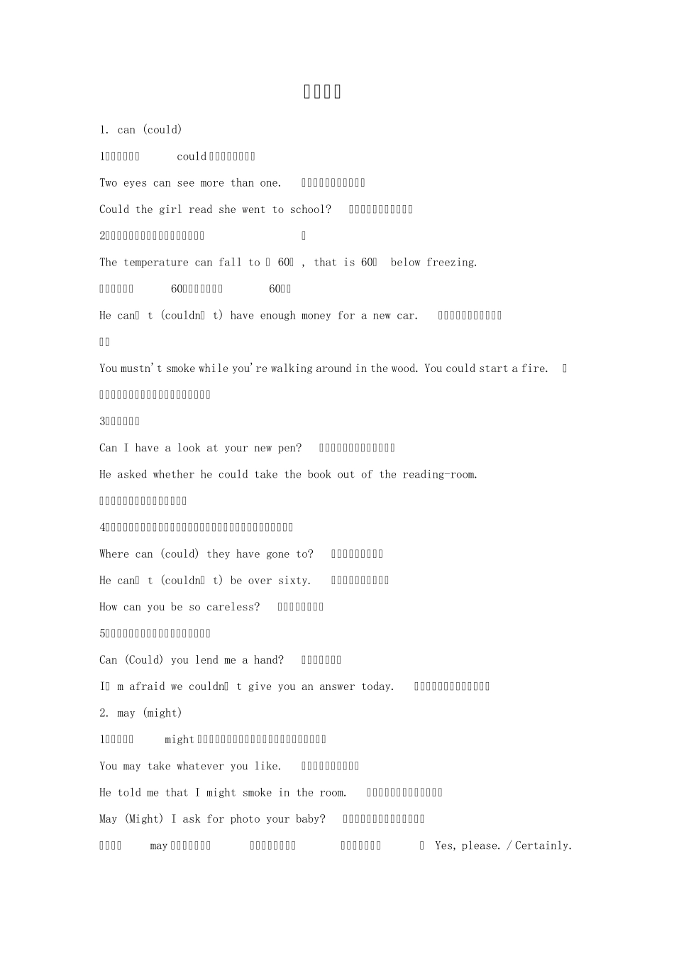 初中情态动词讲解分析_第1页