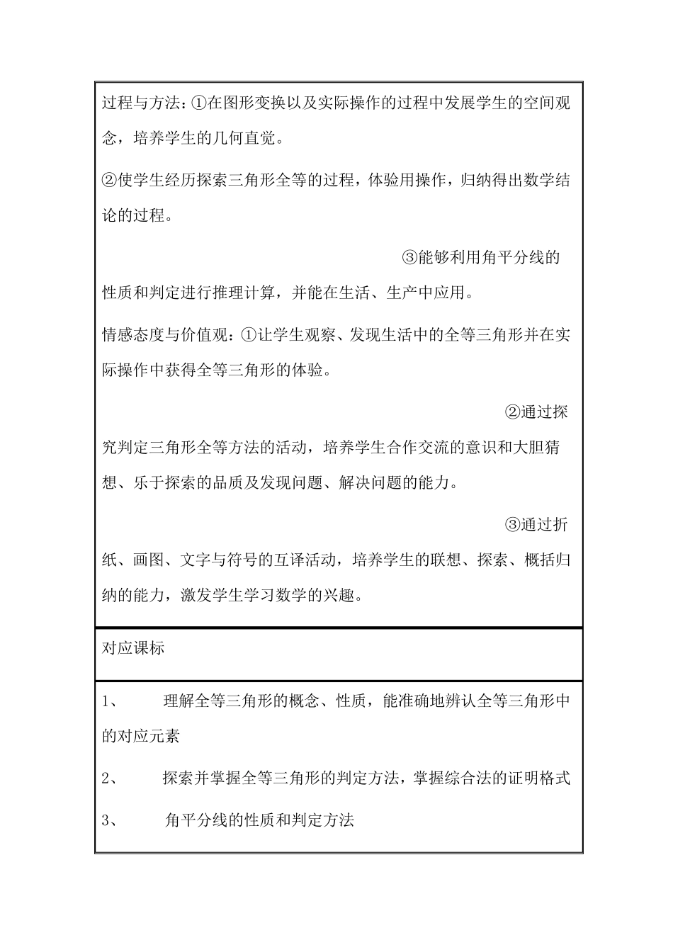 初中数学《全等三角形》单元教学设计以及思维导图_第3页