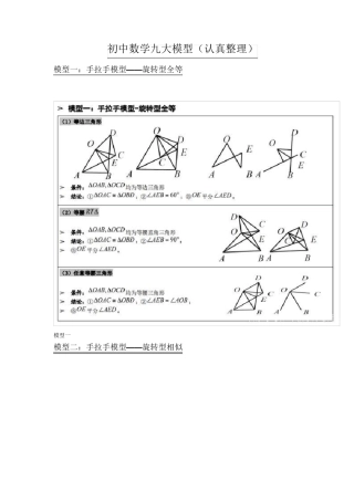 初中数学九大模型(认真整理)