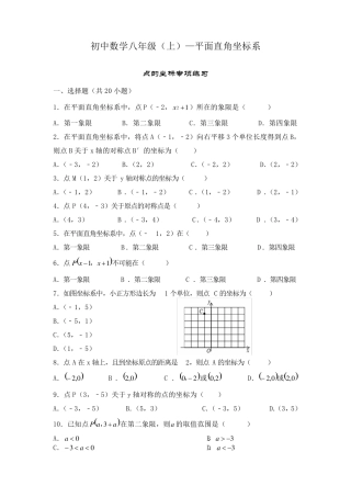 初中数学八年级初二上册—平面直角坐标系单元练习题