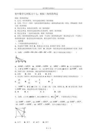 初中数学几何练习(17)相似三角形的判定(