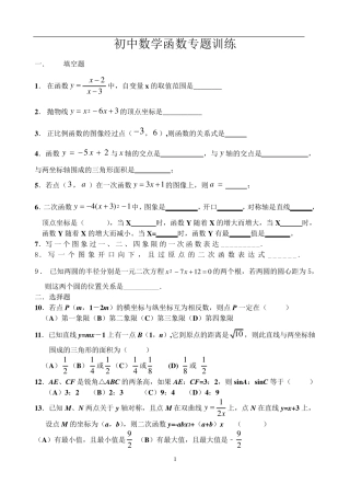 初中数学函数专题训练