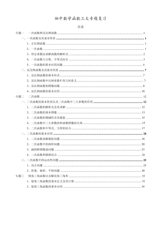 初中数学函数三大专题复习
