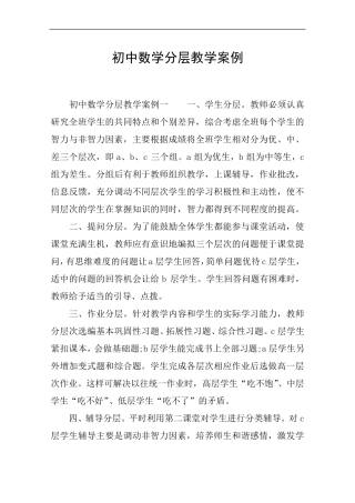 初中数学分层教学案例