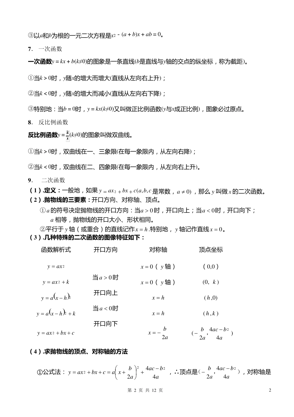 初中数学各种公式(包括应用题)_第2页