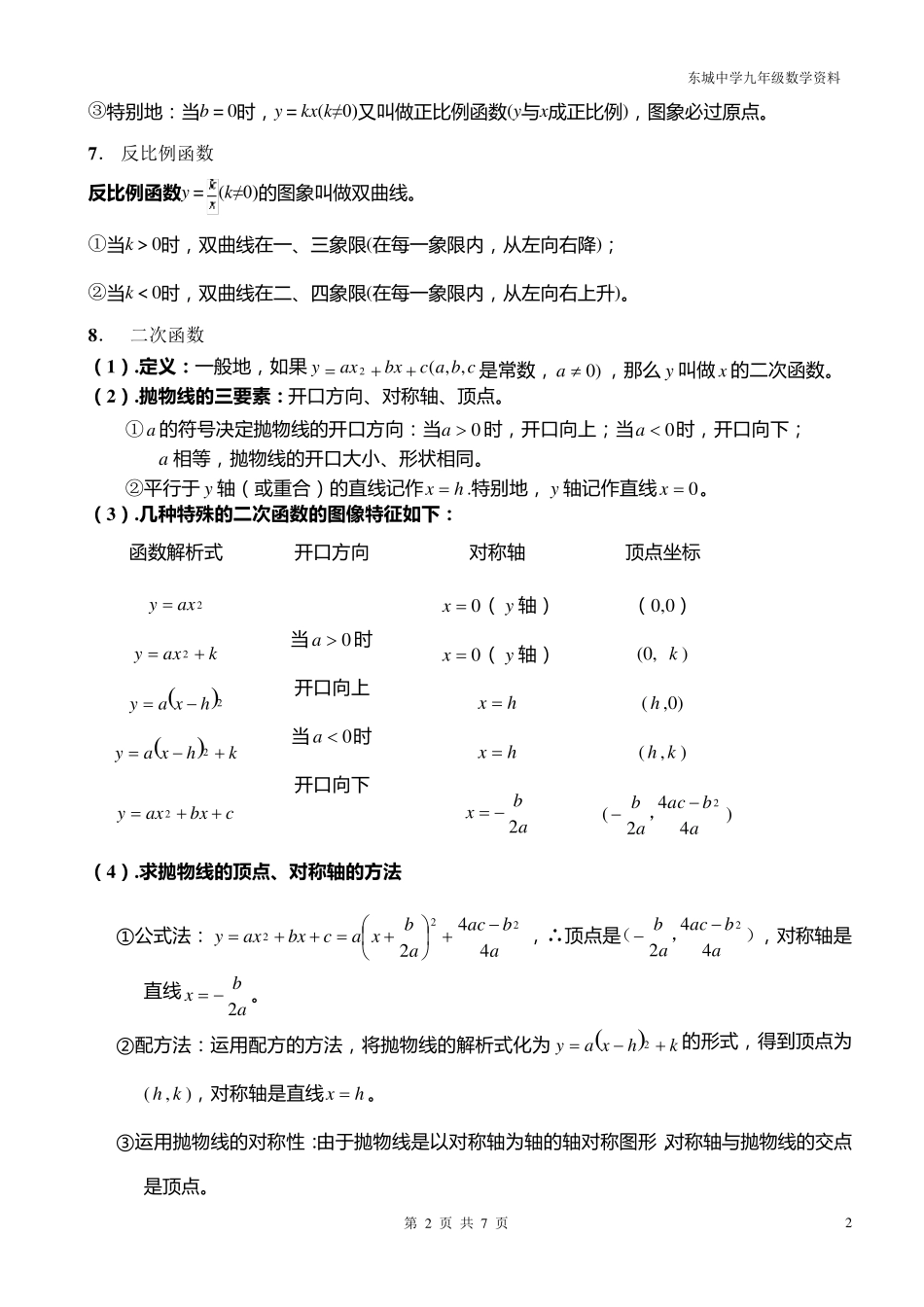初中数学常用公式(中考用)_第2页