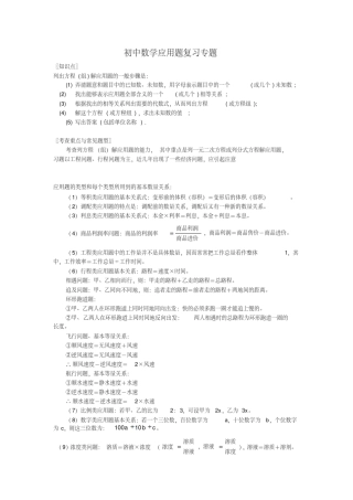 初中数学应用题复习专题