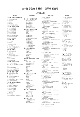 初中数学教材目录4版本