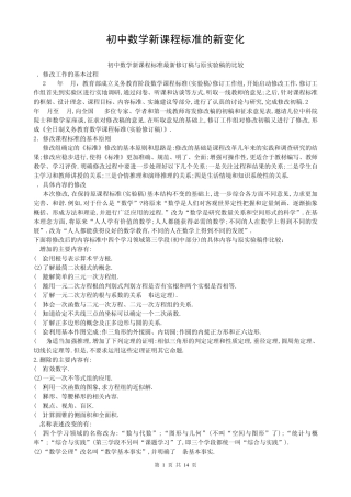 初中数学新课程标准最新修订稿与原实验稿的比较