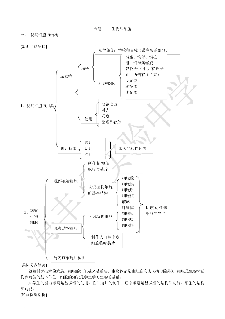初中生物生物和细胞知识点、习题、及答案_第1页
