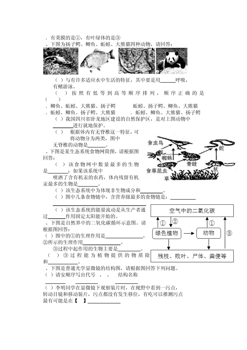 初中生物识图作答专项练习题_第2页