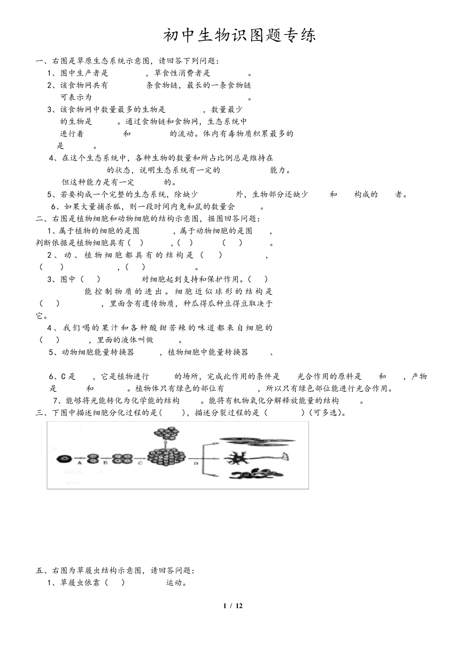 初中生物识图题专练_第1页
