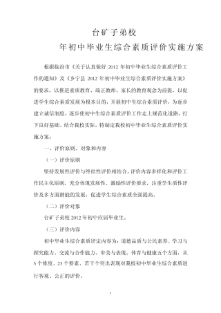 初中生综合素质评价方案