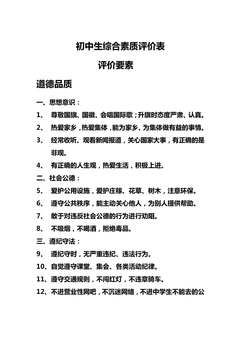 初中生综合素质评价表_第1页
