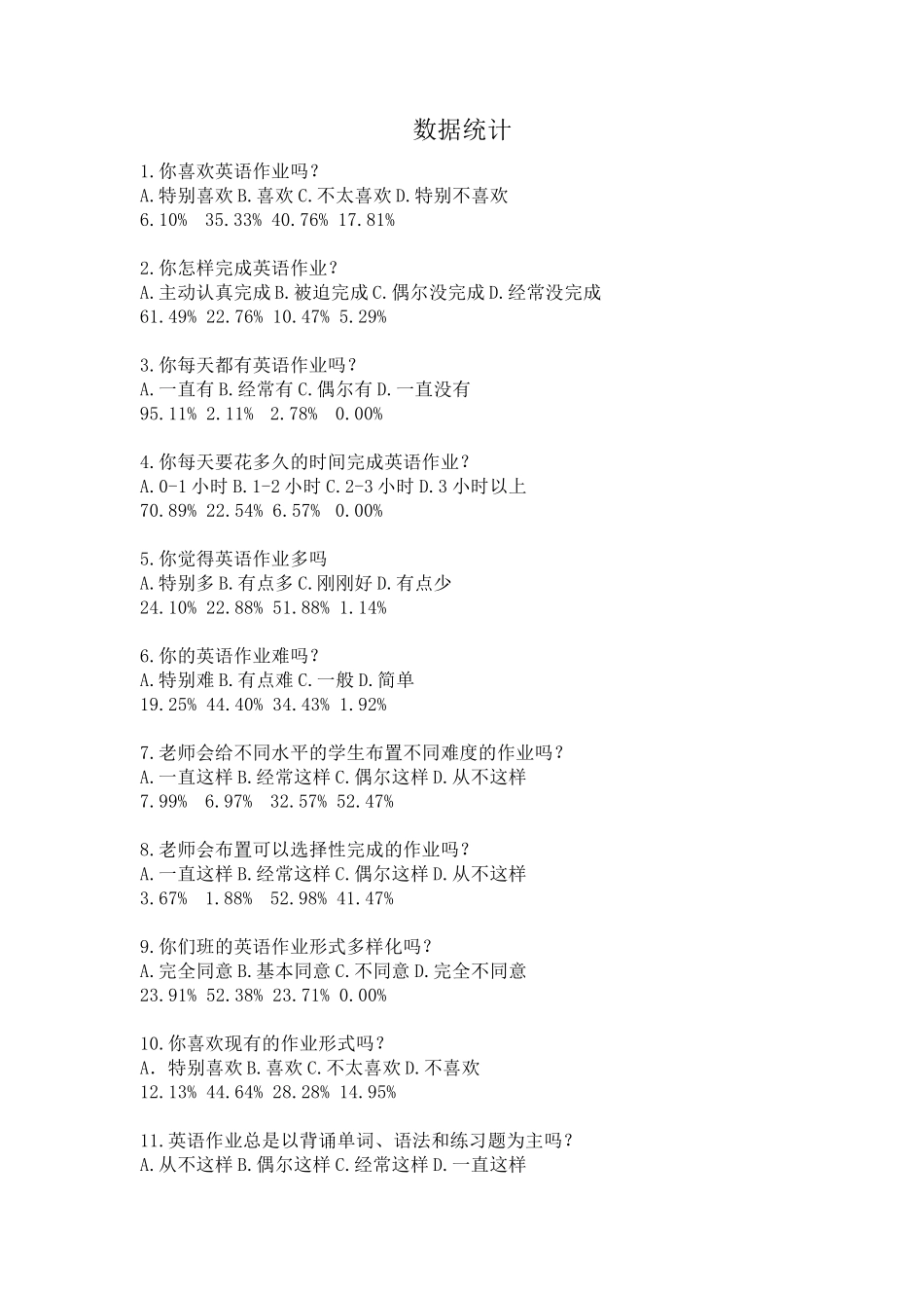 初中生英语课后作业的问卷调查_第3页