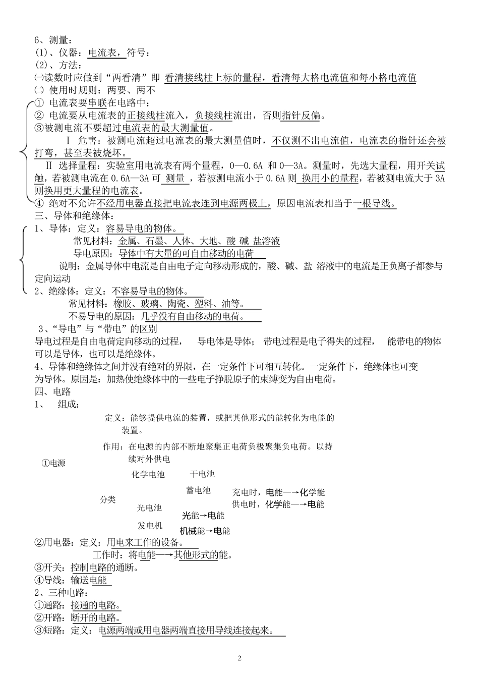 初中电学全部知识点总结_第2页