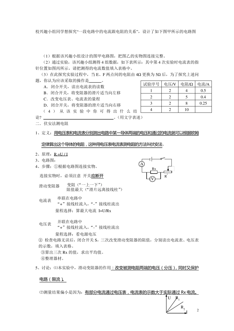 初中电学实验汇总_第2页