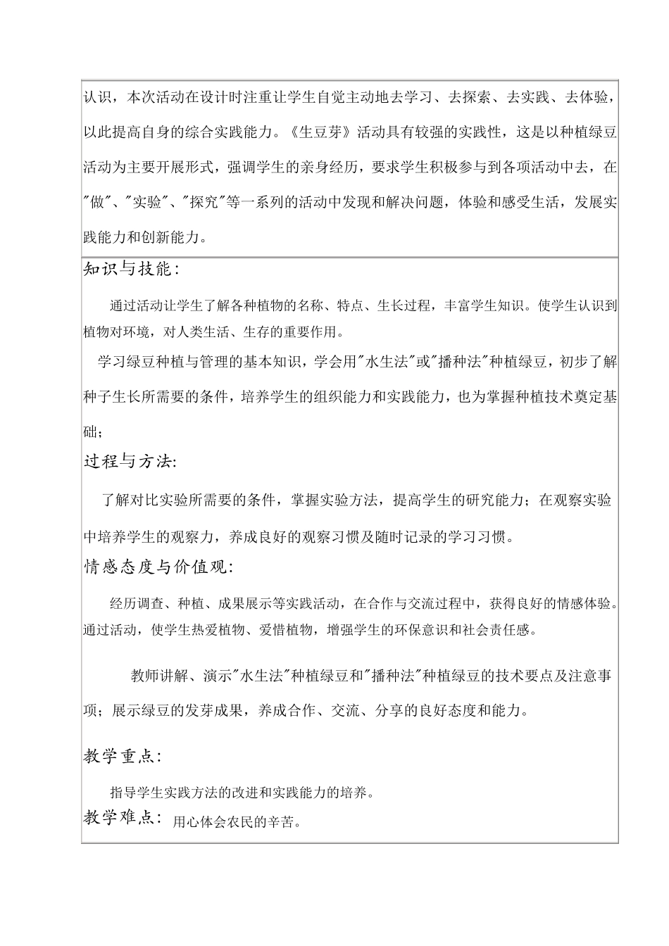 初中综合实践活动课教案种植绿豆_第3页
