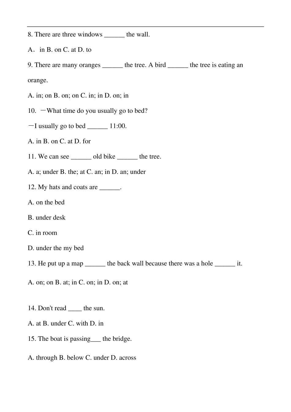 初中英语《方位介词短语》练习题附答案及英语提分方法_第2页