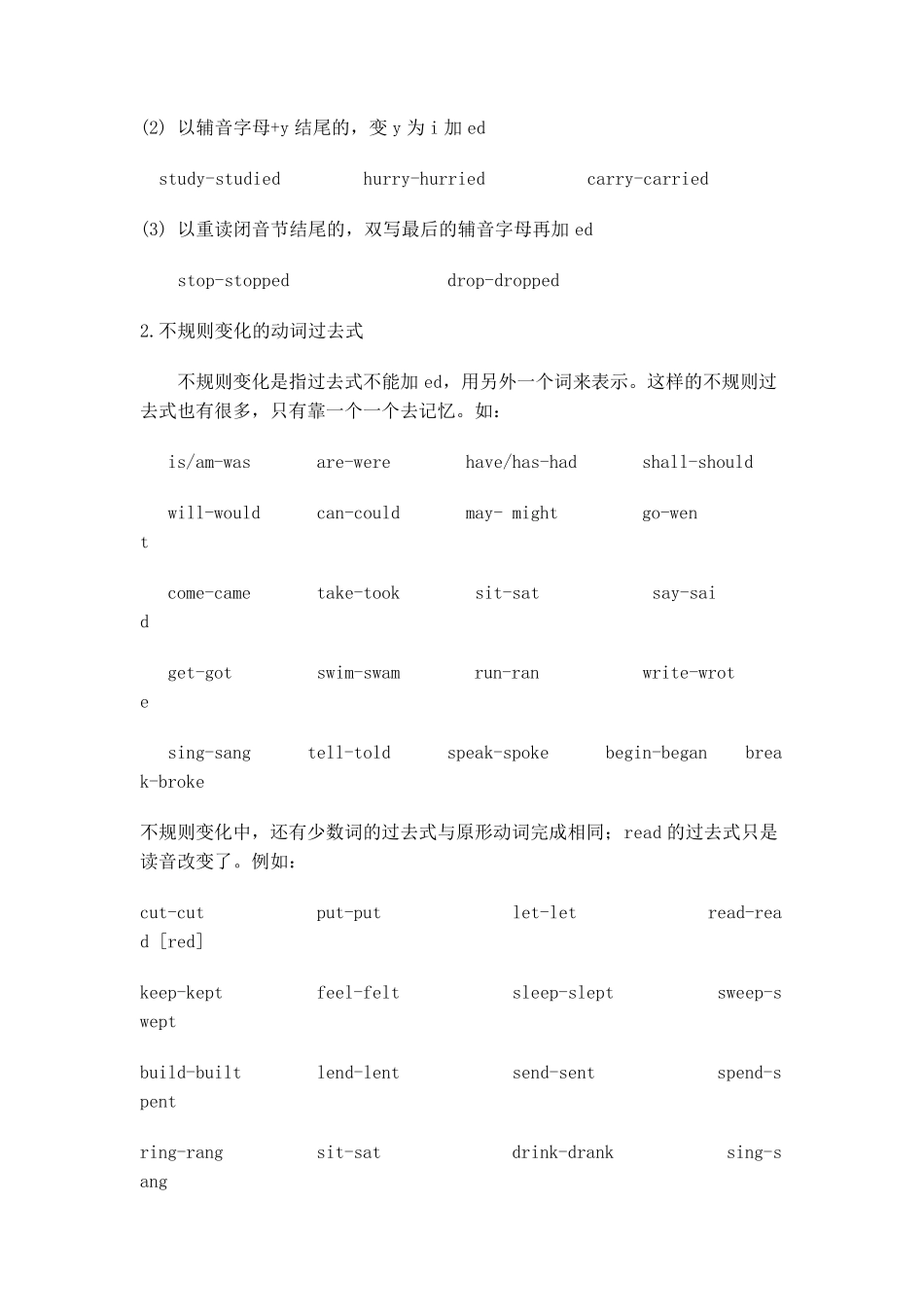 初中英语一般过去式讲解_第2页