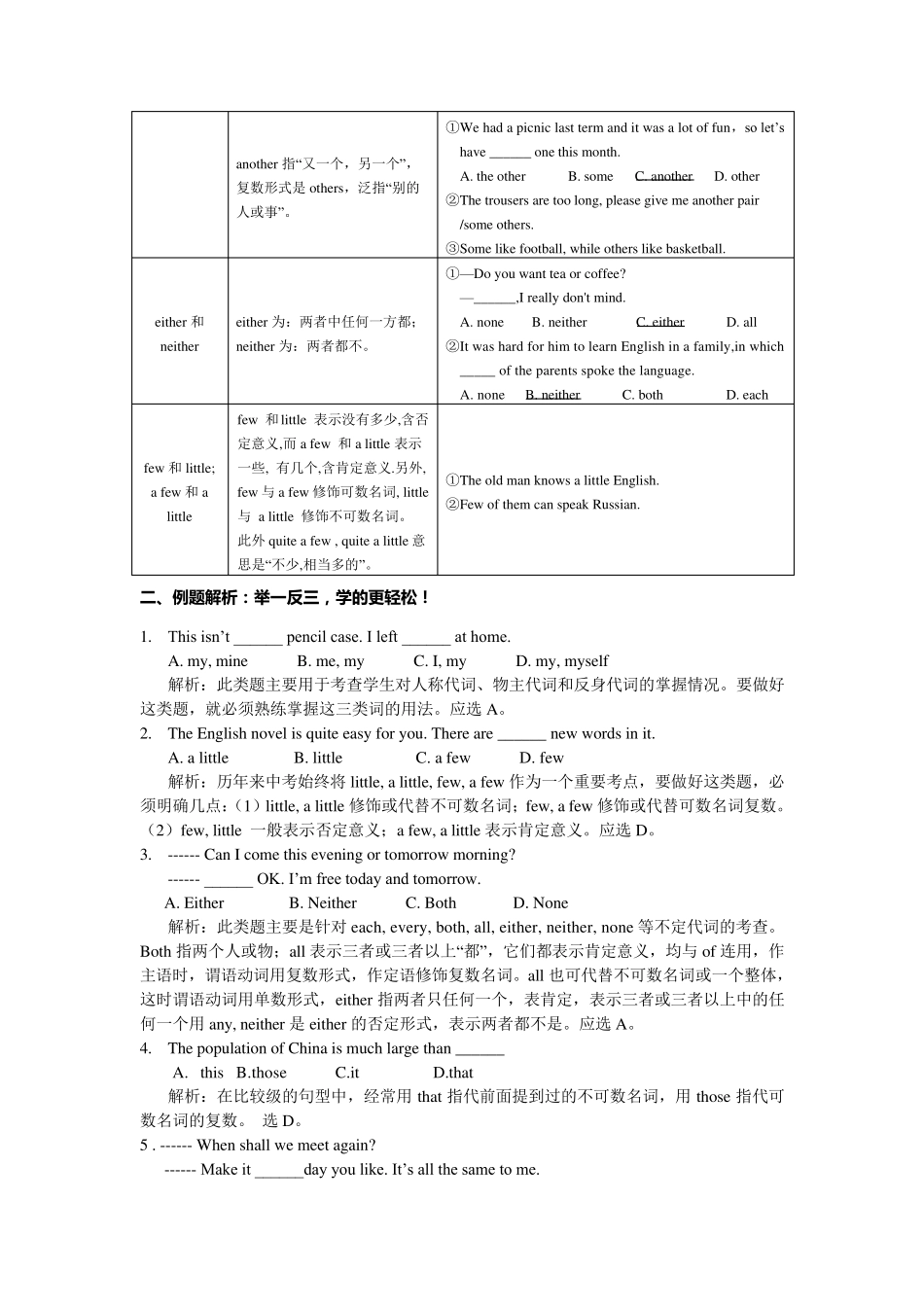 初中英语七年级升八年级衔接辅导之语法篇专题三代词_第3页