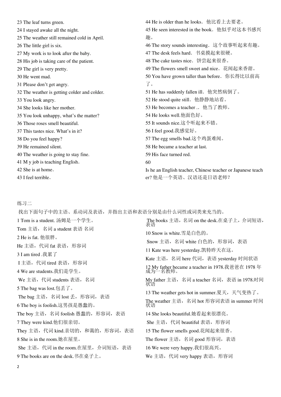 初中英语专题一句子成分分析_第2页