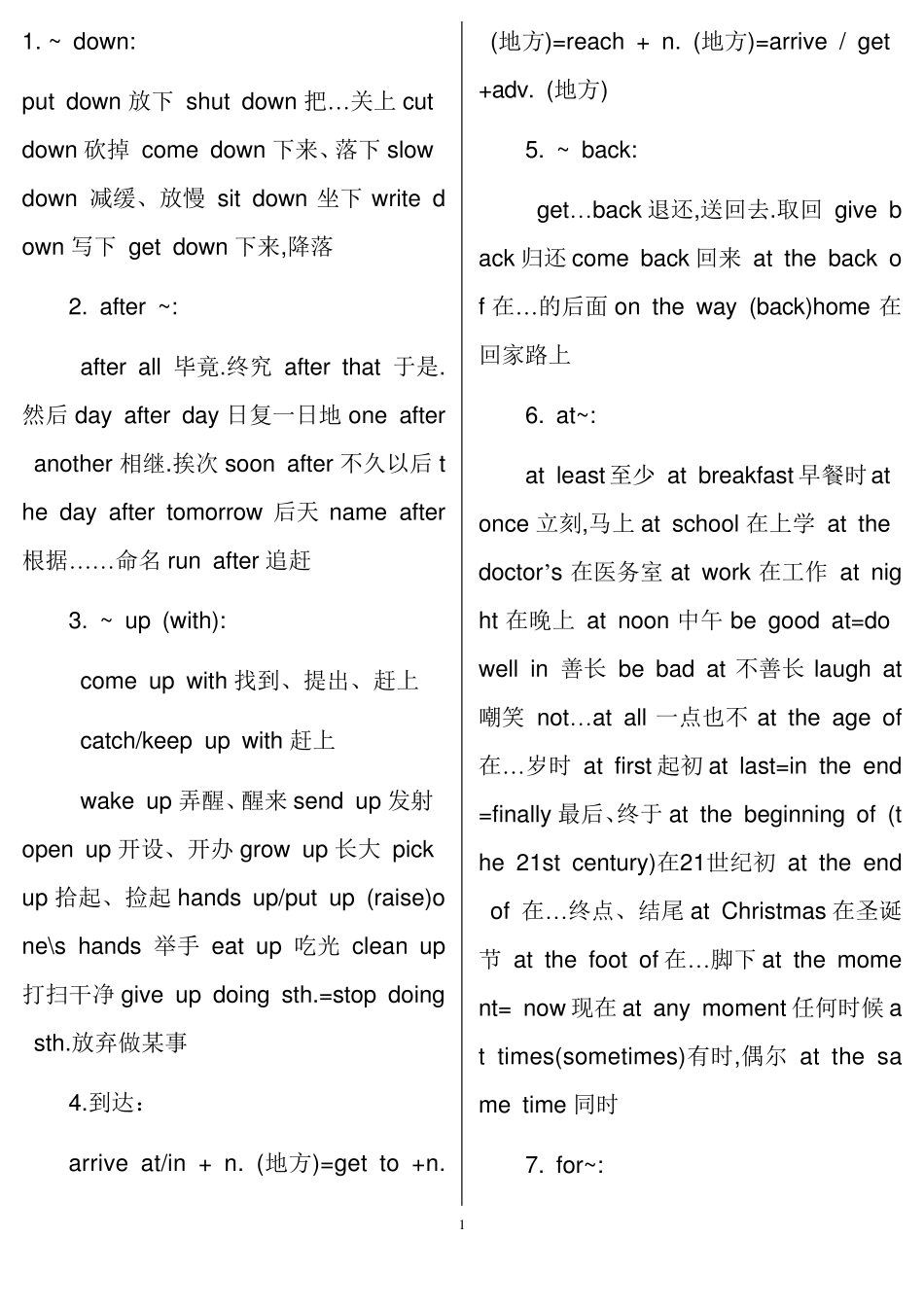 初中英语中考必背词组_第1页