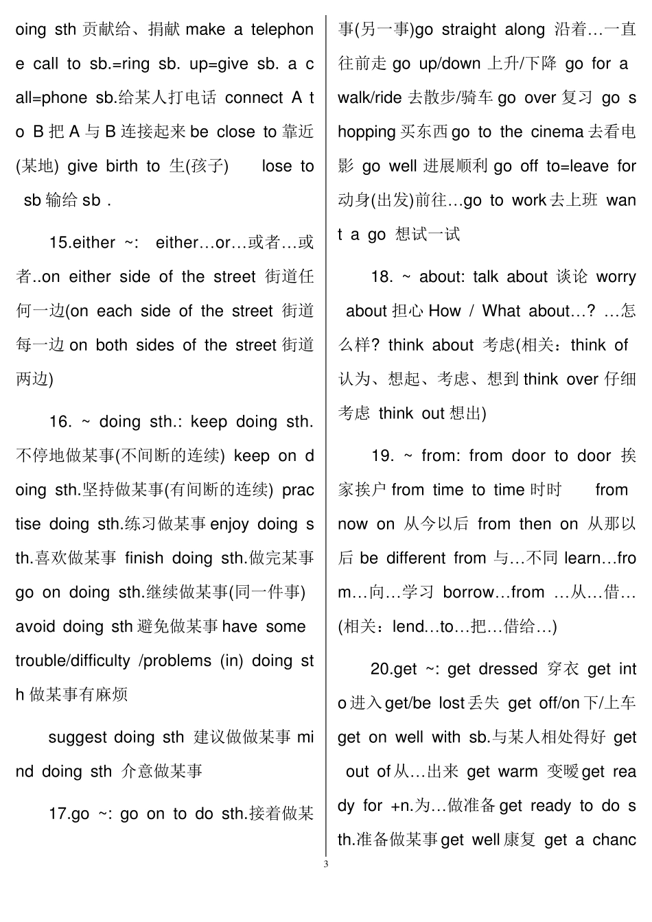 初中英语中考必背词组_第3页