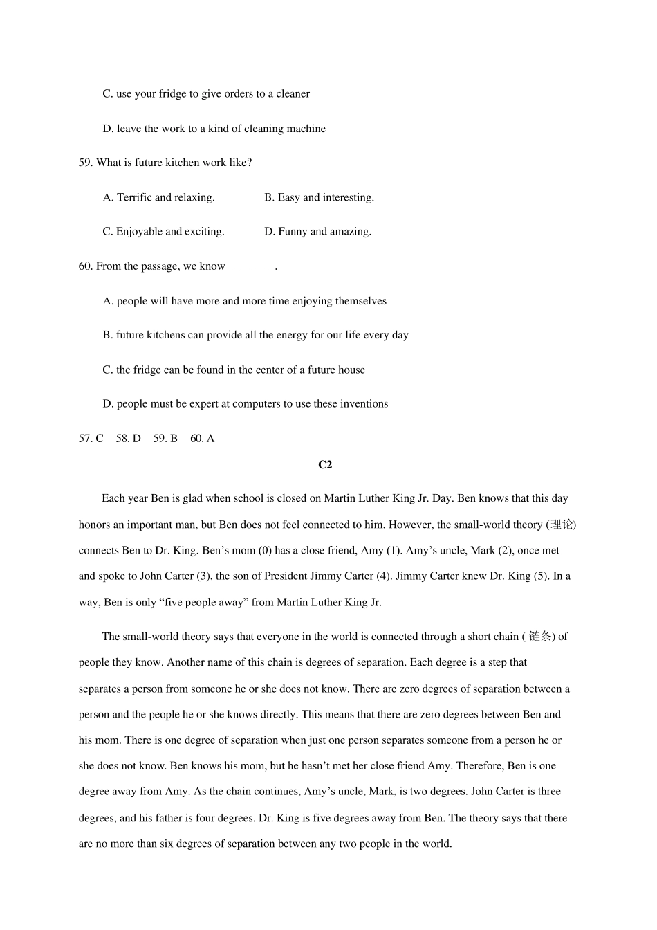 初中英语九年级中考阅读训练C篇(15篇)及答案_第2页