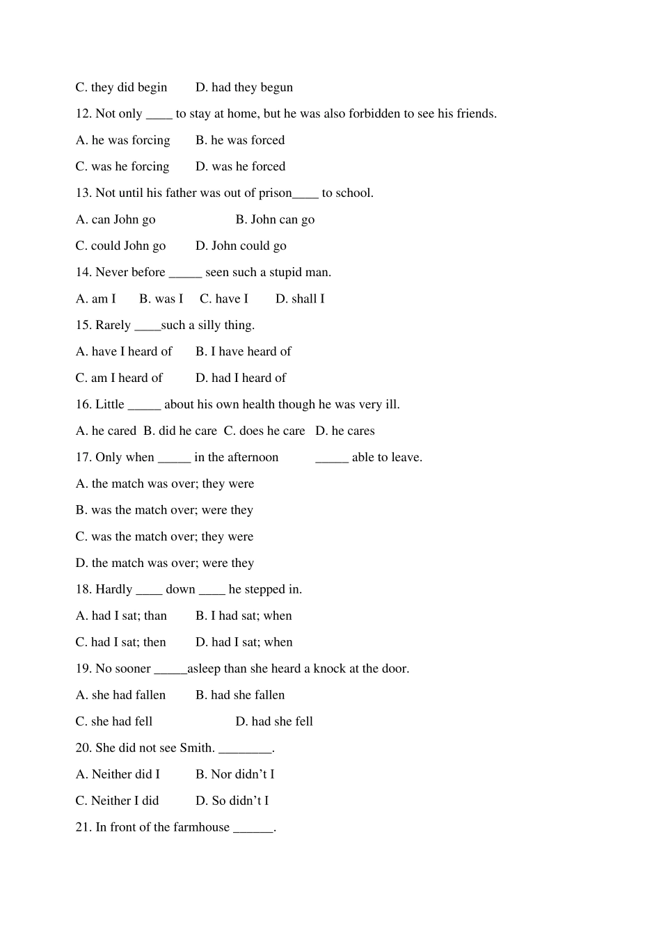 初中英语倒装句练习题_第2页