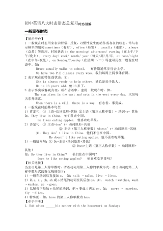 初中英语八大时态语态总复习时态讲解