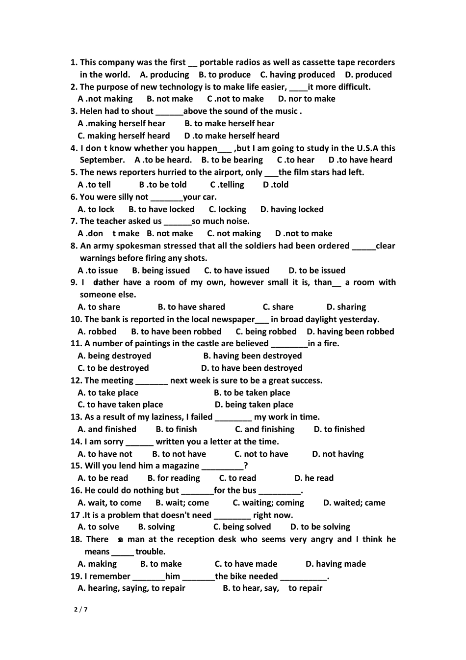 初中英语动词不定式专项练习_第2页