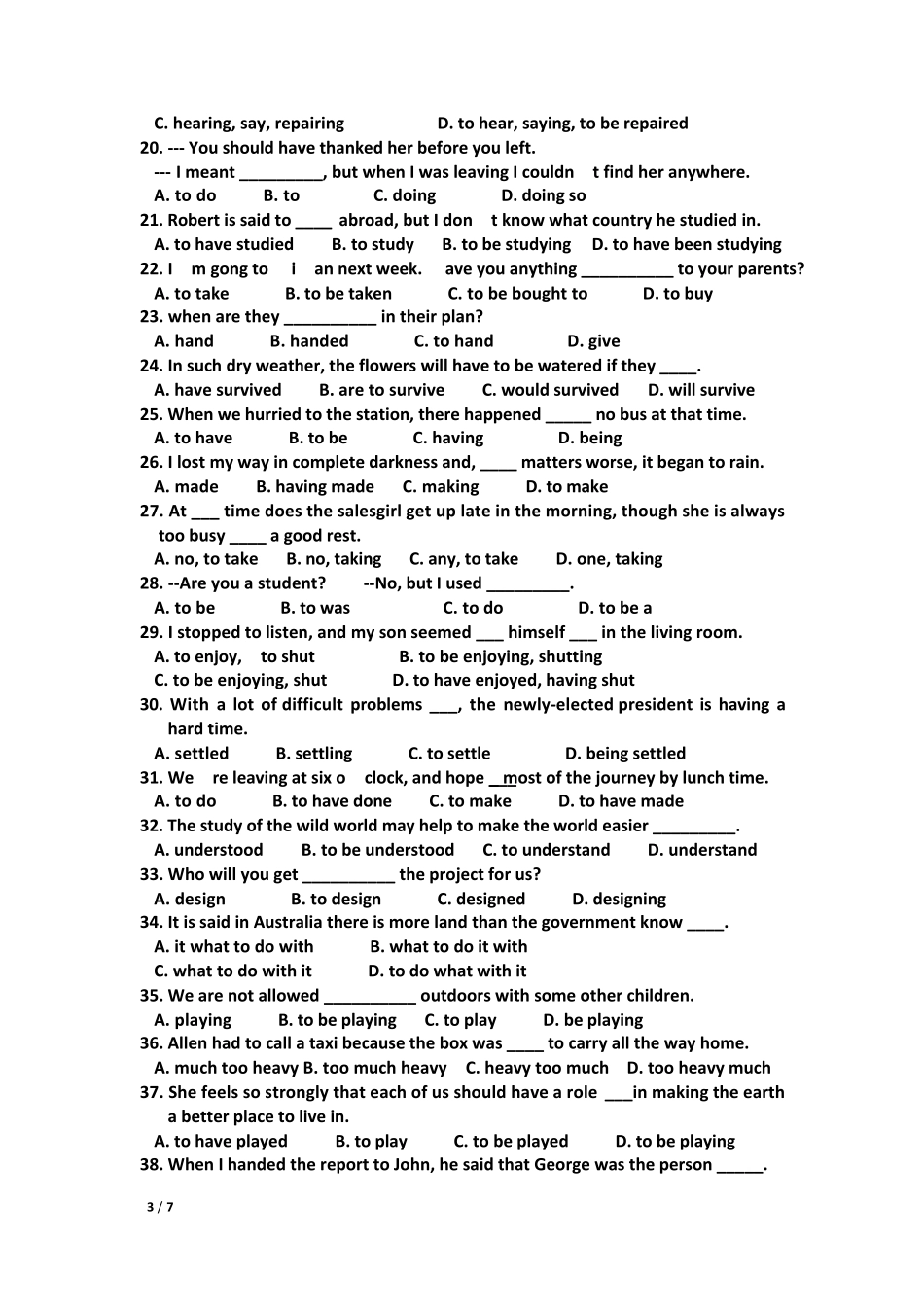 初中英语动词不定式专项练习_第3页