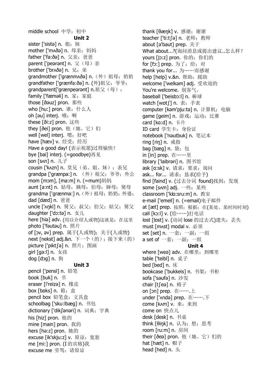 初中英语单词_第2页