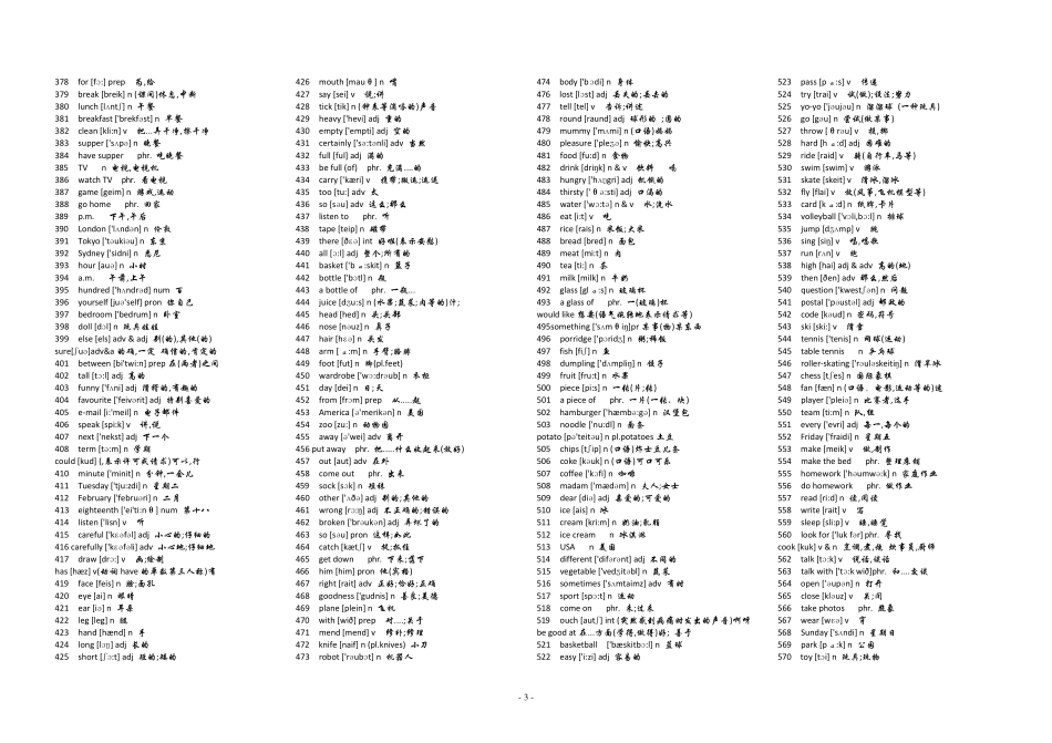 初中英语单词大全(带音标)_第3页