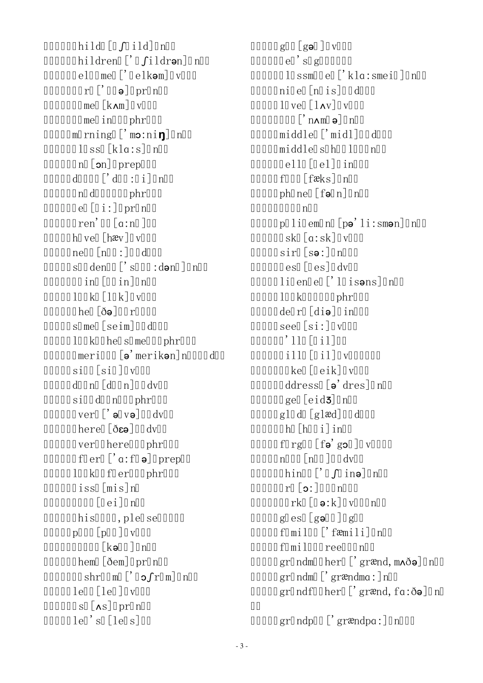 初中英语单词大全(带音标)无汉语_第3页