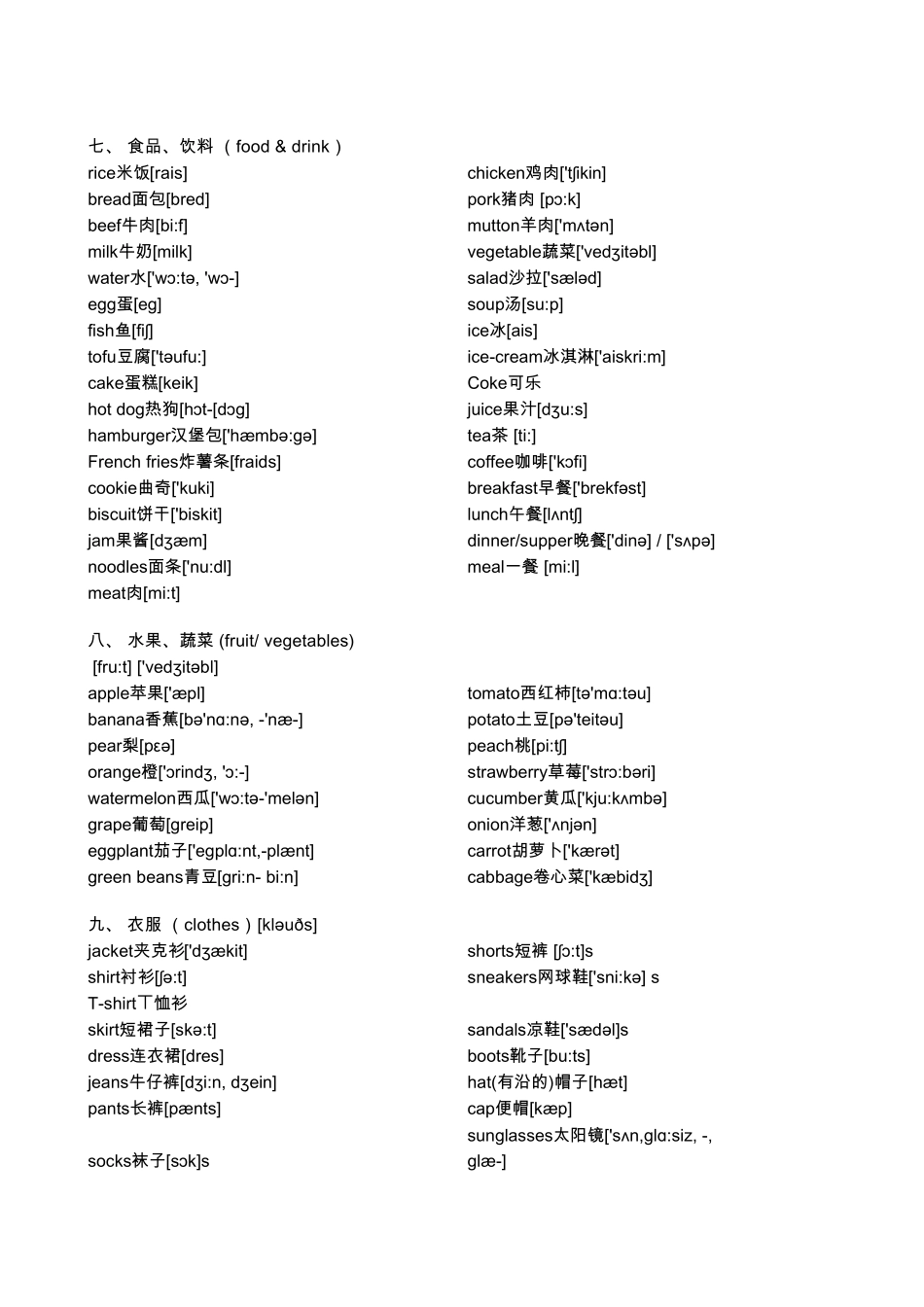 初中英语单词大全分类(带音标)_第3页