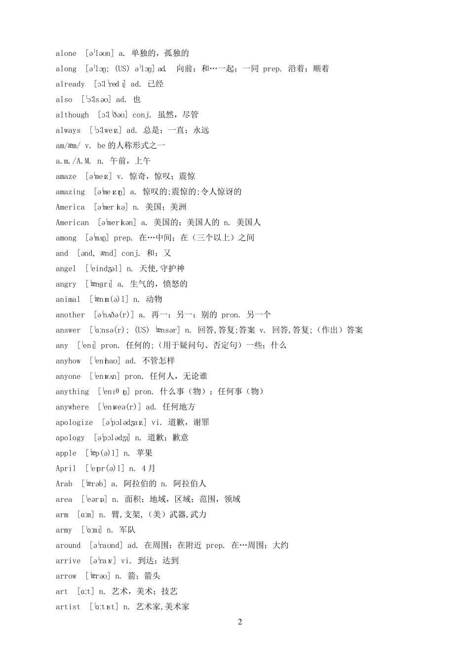 初中英语单词汇总(带音标)中考英语必备_第2页