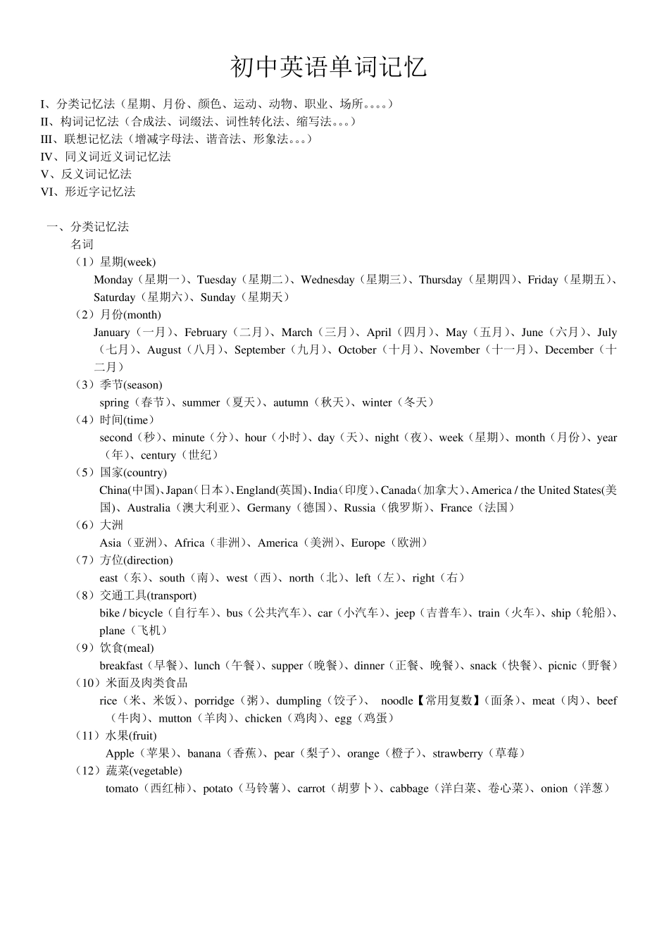 初中英语单词联想、趣味、词根法、谐音法、组合法记忆_第1页