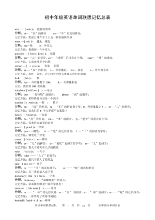 初中英语单词联想记忆总表