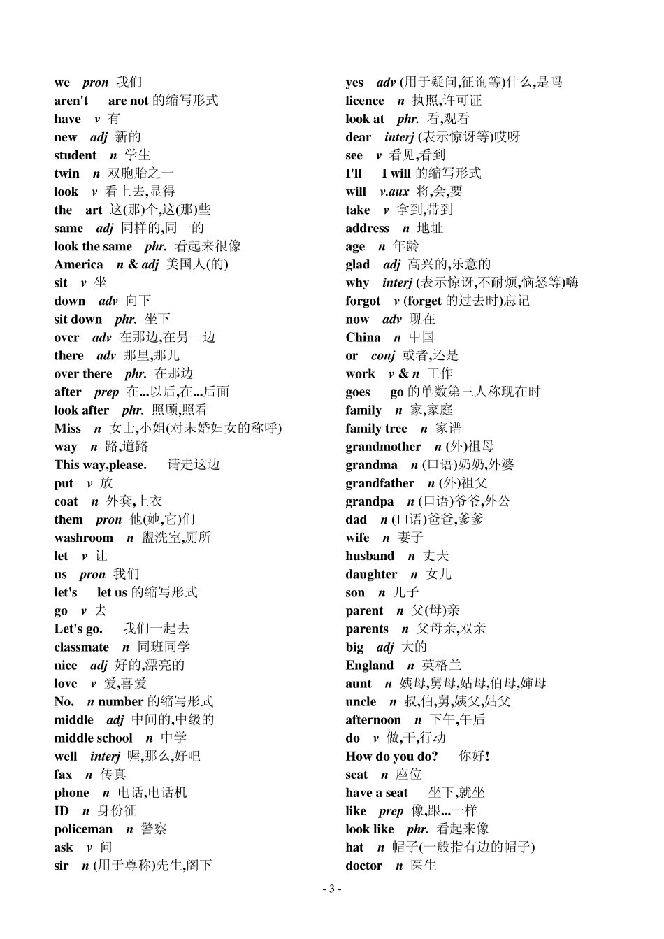 初中英语单词表汇总单词大全(不含音标)_第3页
