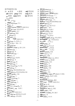 初中英语单词音标