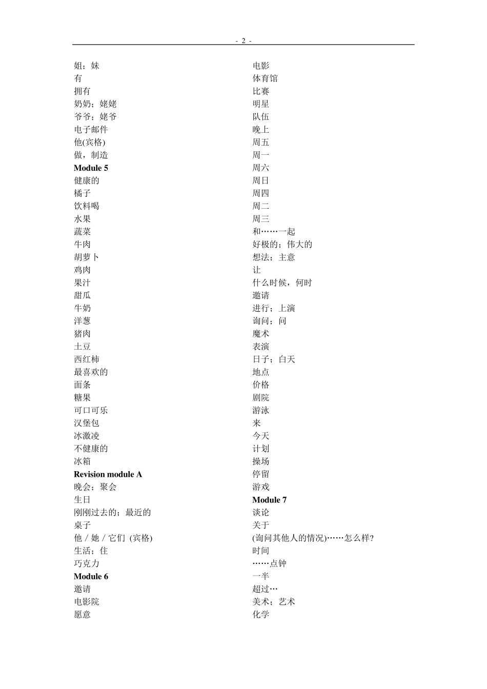 初中英语单词默写表_第2页