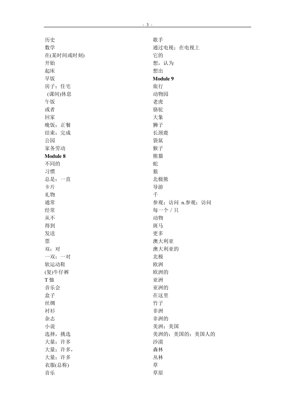 初中英语单词默写表_第3页