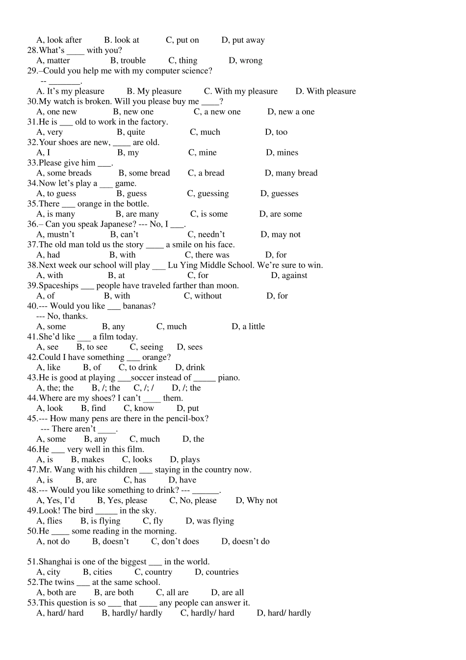 初中英语单项选择150题附答案_第2页