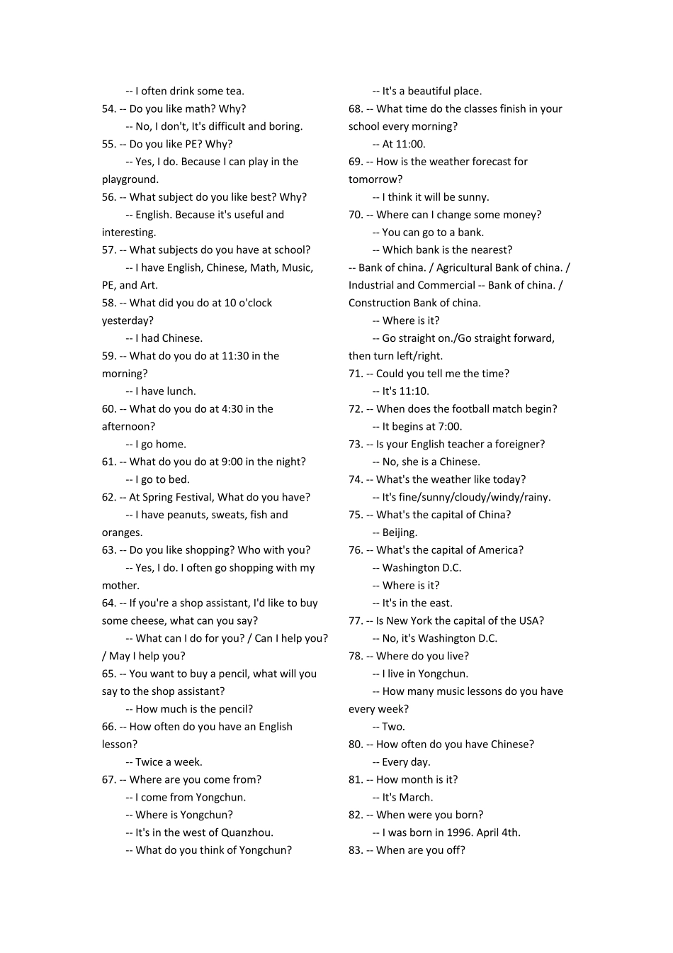 初中英语口语对话资料_第3页