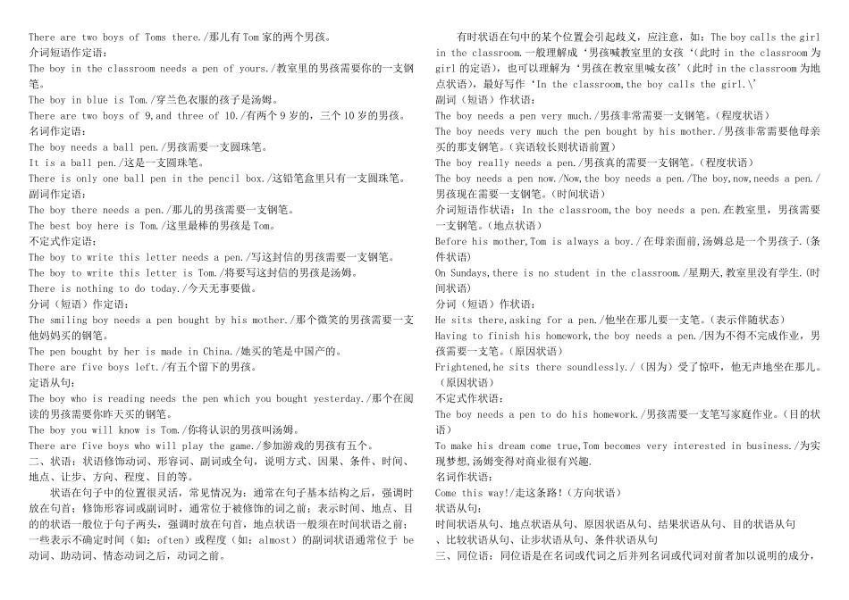 初中英语句子成分的划分及练习_第3页